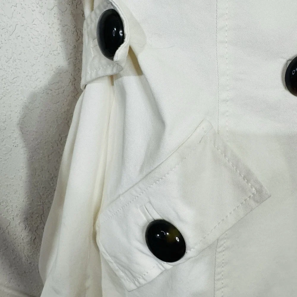 Zara Jacket Bell Sleeve Cream Beige‎ M Woman Cotton Double Breast Buttons Lined